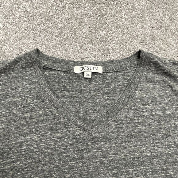 Gustin Basic T-Shirt Mens XL Hrather Gray V-Neck Short Sleeve Essential Tee Top - Picture 3 of 12